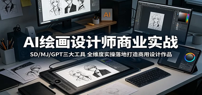 AI绘画设计师商业实战：SD/MJ/GPT三大工具全维度落地商用设计-小栈博客
