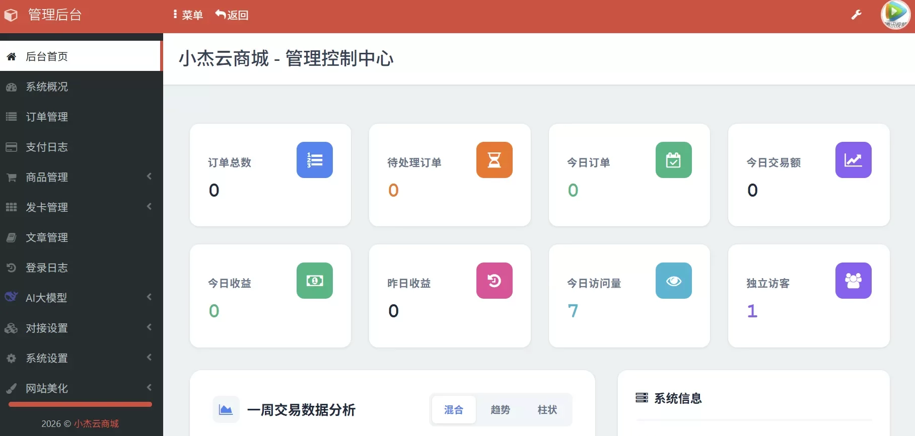 小杰云商城系统源码 完整版 全开源