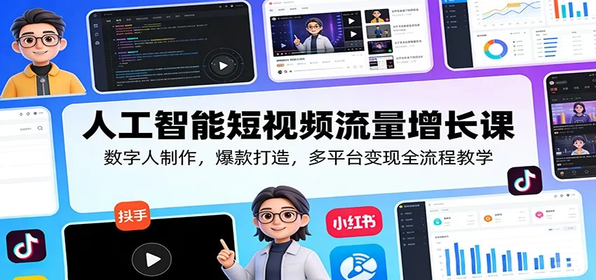 AI短视频实战课：数字人制作、爆款打造、多平台变现全流程教学-小栈博客