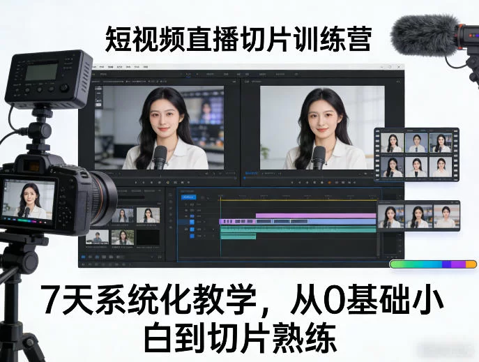 7天短视频直播切片训练营:零基础小白入门到变现全攻略-小栈博客