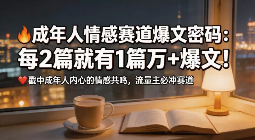 公众号流量主成年人情感心理赛道，流量最大，受众最广的主流赛道之一，平均每2篇就有1篇万爆文章-小栈博客