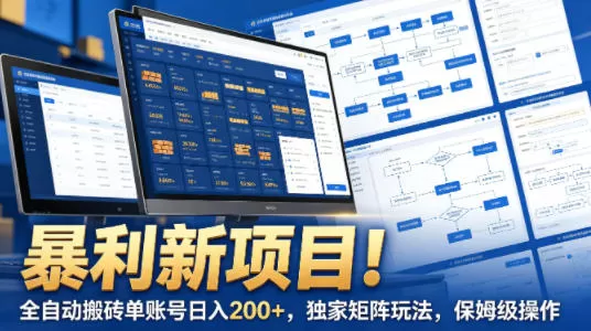 暴利新项目！全自动搬砖单账号日入200+，独家矩阵玩法，保姆级操作【揭秘】-小栈博客
