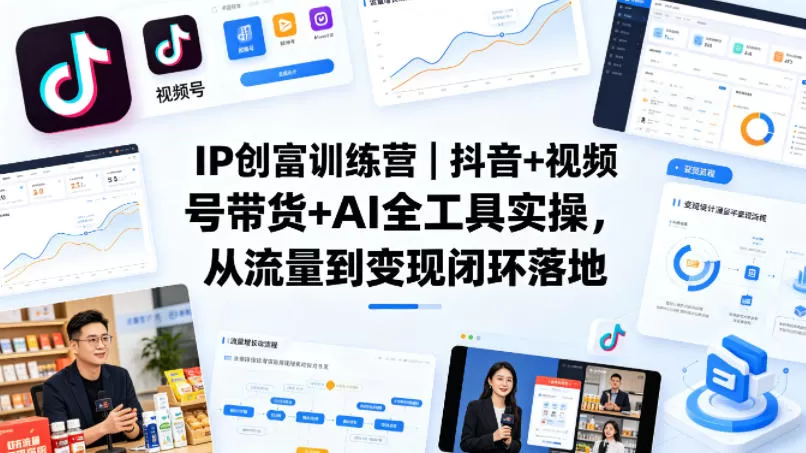 IP创富训练营｜抖音+视频号带货+AI全工具实操，从流量到变现闭环落地-小栈博客