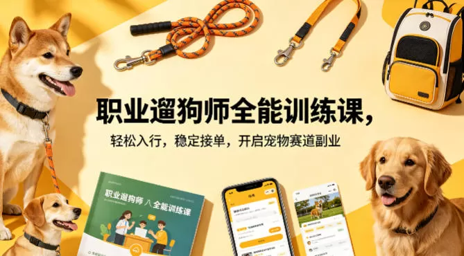 职业遛狗师全能训练课，轻松入行，稳定接单，开启宠物赛道副业-小栈博客