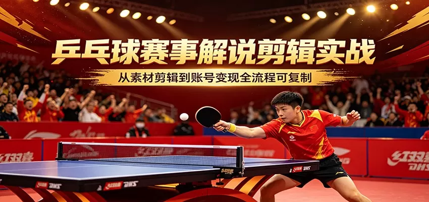 乒乓球赛事解说剪辑实战，从素材剪辑到账号变现全流程可复制-小栈博客