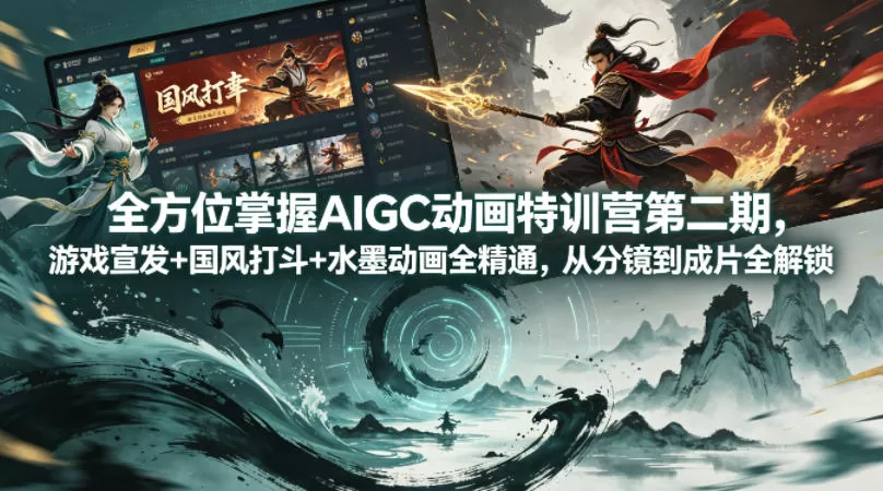 全方位掌握AIGC动画特训营第二期，游戏宣发+国风打斗+水墨动画全精通，从分镜到成片全解锁-小栈博客