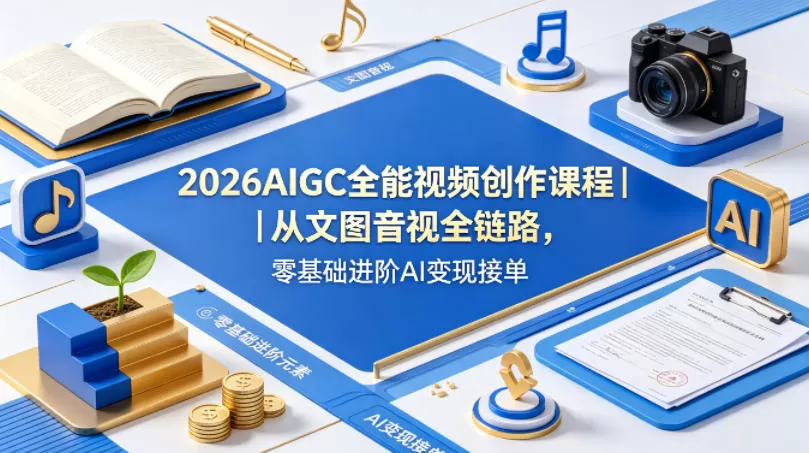 2026AIGC全能视频创作课程｜从文图音视全链路，零基础进阶AI变现接单-小栈博客
