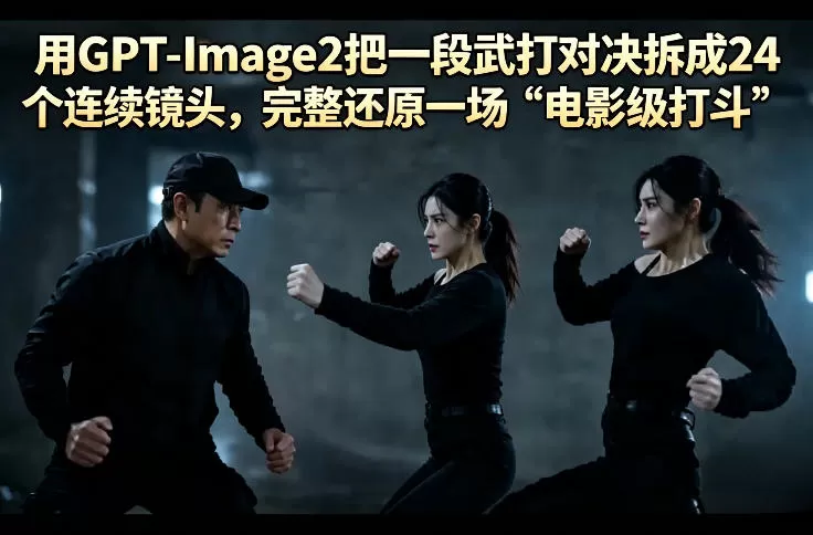 用GPT-Image2把一段武打对决拆成24个连续镜头，完整还原一场“电影级打斗”-小栈博客