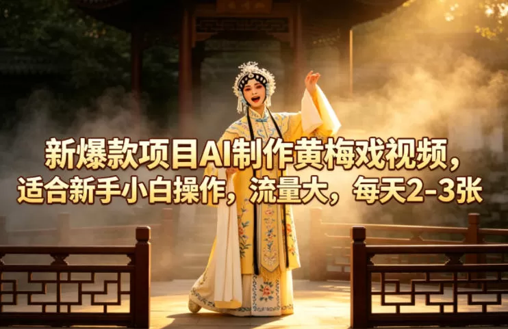 新爆款项目AI制作黄梅戏视频，适合新手小白操作，流量大，每天2-3张-小栈博客