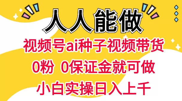 视频号AI种子带货，0粉0保证金就可做，人人能做，实操日入1k+-小栈博客