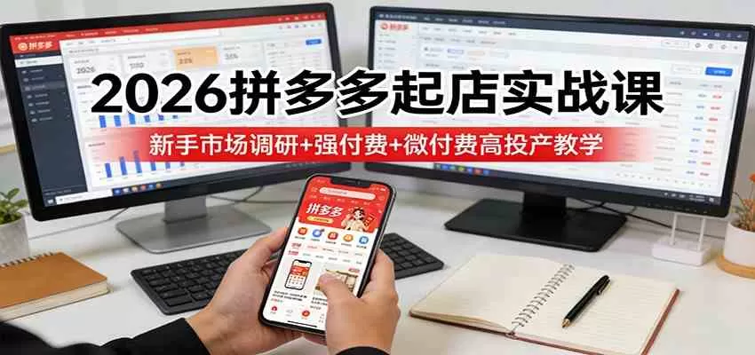 2026拼多多起店实战课:新手市场调研+强付费+微付费高投产教学 2026拼多多起店实战课:新手市场调研+强付费+微付费高投产教学