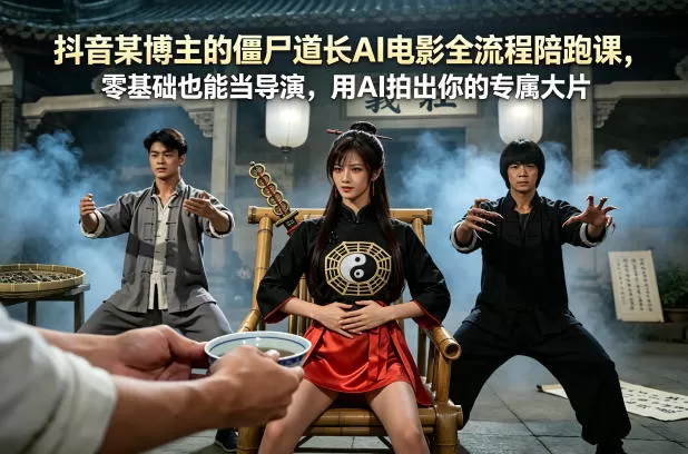 抖音某博主的僵尸道长AI电影全流程陪跑课，零基础也能当导演，用AI拍出你的专属大片-小栈博客