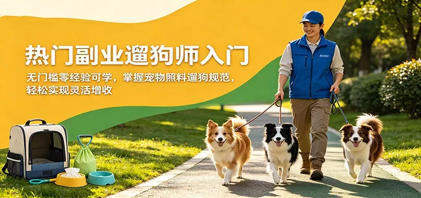 热门副业遛狗师入门，无门槛零经验可学，掌握宠物照料遛狗规范，轻松实现灵活增收-小栈博客