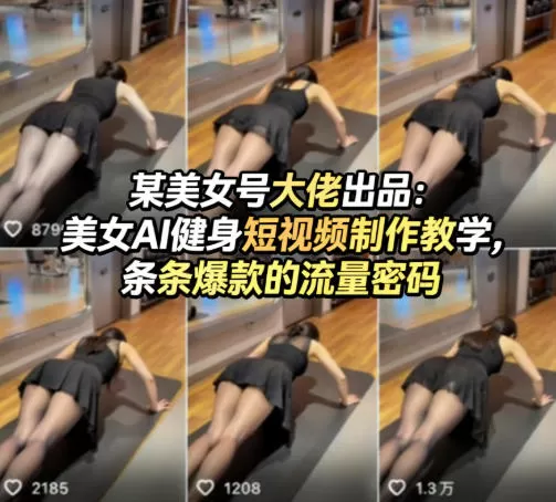 某美女号大佬出品：美女AI健身短视频制作教学，条条爆款的流量密码-小栈博客