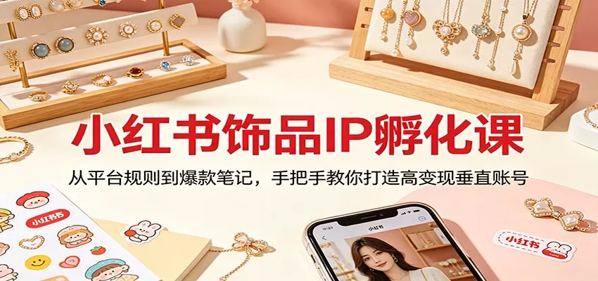小红书饰品IP孵化课：从平台规则到爆款笔记，手把手教你打造高变现垂直账号-小栈博客