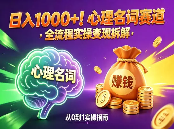 心理名词赛道,新手小白也能做,全流程项目拆解,单日变现1k+ 心理名词赛道,新手小白也能做,全流程项目拆解,单日变现1k+