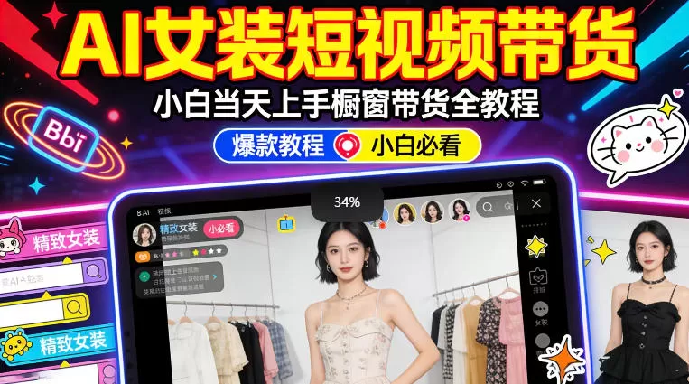 AI女装短视频带货教程：零基础当天上手，高佣金爆款轻松赚钱-小栈博客