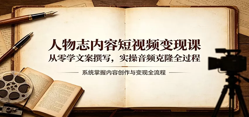 人物志内容短视频变现课：从零学文案撰写，实操音频克隆全过程-小栈博客
