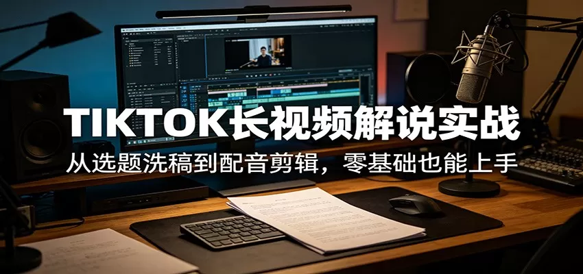 TIKTOK长视频解说实战：从选题洗稿到配音剪辑，零基础也能上手-小栈博客