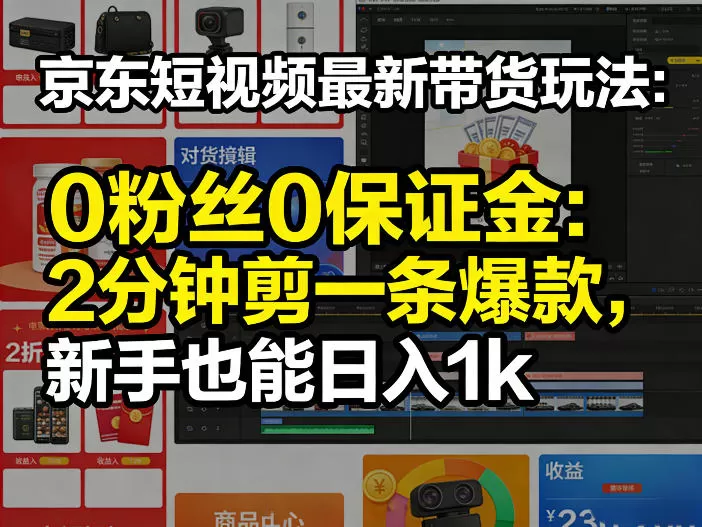 京东短视频最新带货玩法,0粉丝0保证金,2分钟剪一条爆款,新手也能日入1k+【揭秘】 京东短视频最新带货玩法,0粉丝0保证金,2分钟剪一条爆款,新手也能日入1k+【揭秘】