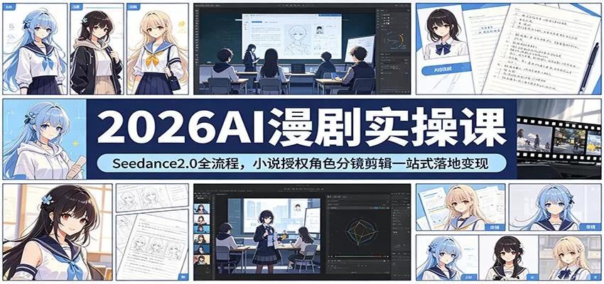 2026AI漫剧实操课：Seedance2.0全流程，小说授权角色分镜剪辑一站式落地变现-小栈博客