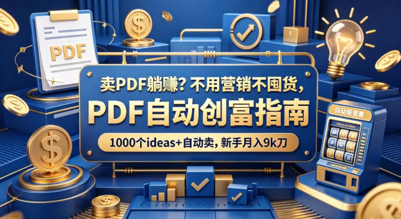 卖PDF躺賺？不用营销不囤货，PDF自动创富指南，1000个ideas+自动卖，新手月入9k刀【原创双语字幕】-小栈博客