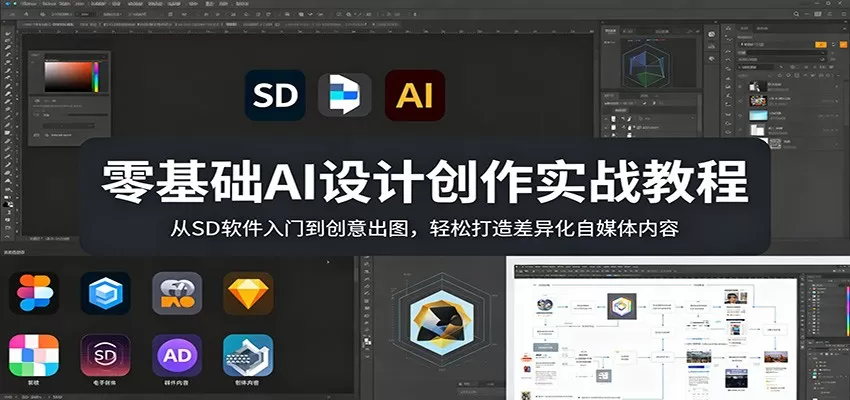 零基础AI设计创作实战教程：从SD软件入门到创意出图，轻松打造差异化自媒体内容-小栈博客