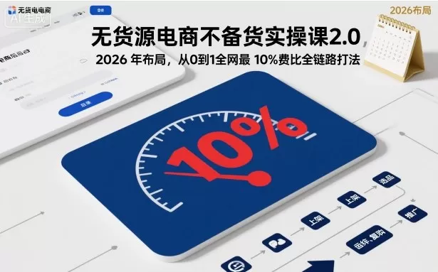 无货源电商不备货实操课2.0，2026年布局，从0到1全网最低10%费比全链路打法【更新26年4月】-小栈博客