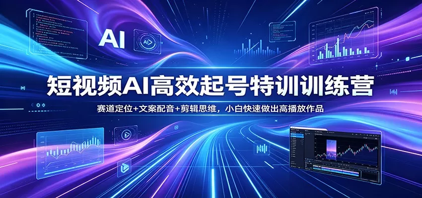 短视频AI高效起号特训训练营：赛道定位+文案配音+剪辑思维，小白快速做出高播放作品-小栈博客