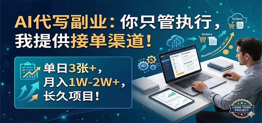 AI代写副业：你只管执行，我提供接单渠道！单日3张+，月入1W-2W+，长久项目-小栈博客