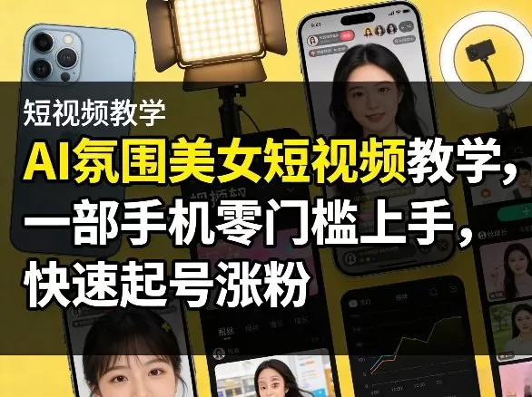 AI氛围美女短视频制作教程：手机零基础快速涨粉变现指南-小栈博客