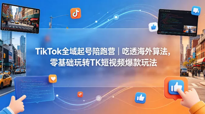 TikTok全域起号陪跑营｜吃透海外算法，零基础玩转TK短视频爆款玩法-小栈博客