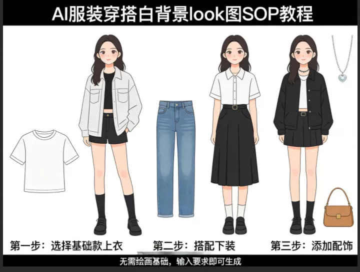 AI服装穿搭白背景图生成SOP教程：无需绘画，精准指令打造专业Look图-小栈博客