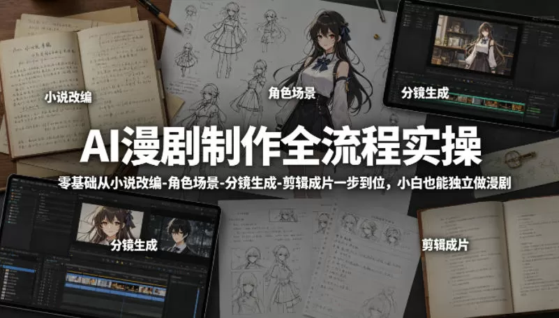 AI漫剧制作全流程实操，零基础从小说改编-角色场景-分镜生成-剪辑成片一步到位，小白也能独立做漫剧-小栈博客