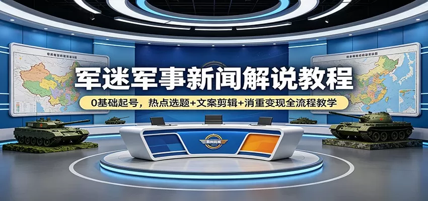 军迷军事新闻解说教程：0基础起号，热点选题+文案剪辑+消重变现全流程教学-小栈博客