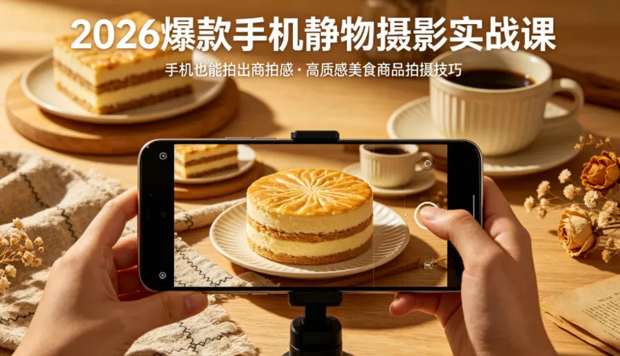 2026手机静物摄影实战课：零基础拍出商拍质感，美食商品摄影速成指南-小栈博客