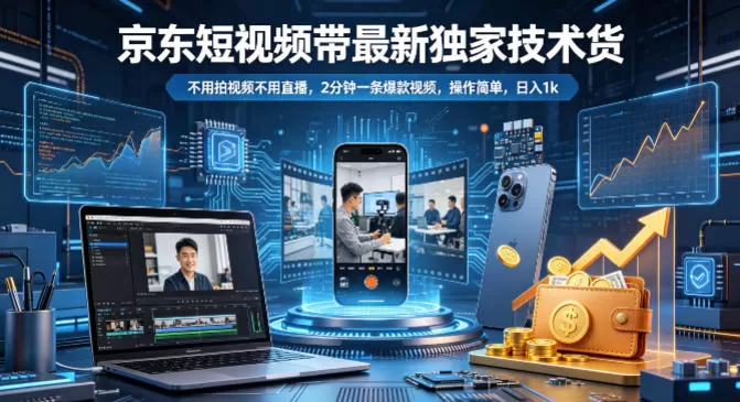 京东短视频带货最新独家技术，不用拍视频不用直播，2分钟一条爆款视频，操作简单，日入1k+【揭秘】-小栈博客