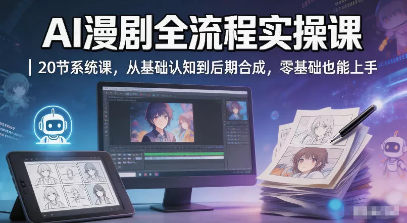 AI漫剧全流程实操课｜20节系统课，从基础认知到后期合成，零基础也能上手-小栈博客