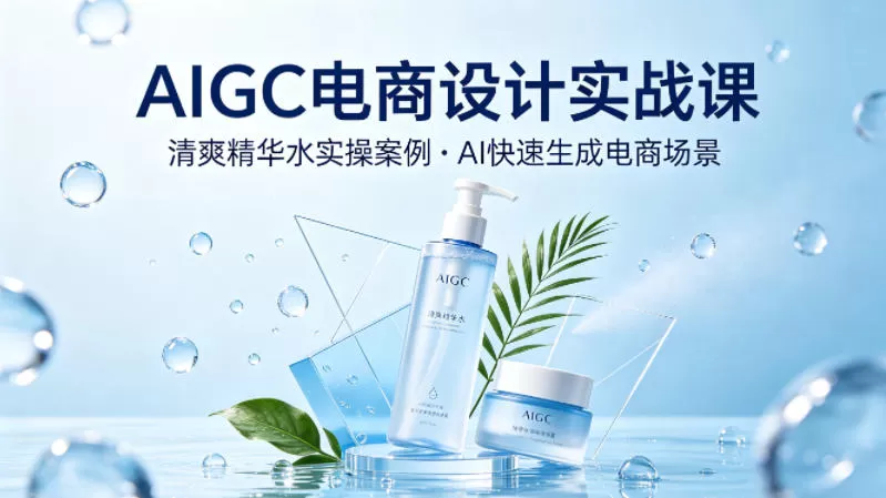 AIGC电商设计实战课，以清爽精华水为实操案例，教你用AI快速生成电商场景-小栈博客