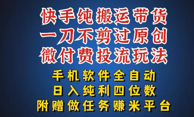 最新黑科技快手搬运带货方法，手机就能操作，轻松带你日入四位数【揭秘】-小栈博客