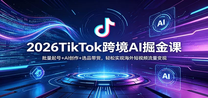 2026TikTok跨境AI掘金课：批量起号+AI创作+选品带货，轻松实现海外短视频流量变现-小栈博客