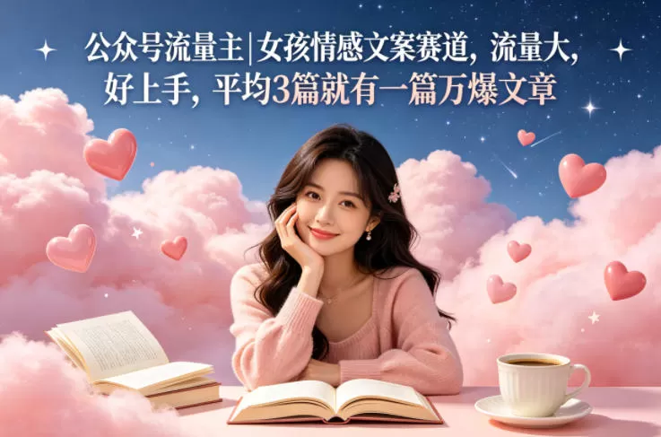 公众号流量主女孩情感文案赛道，流量大，好上手，平均3篇就有一篇万爆文章-小栈博客