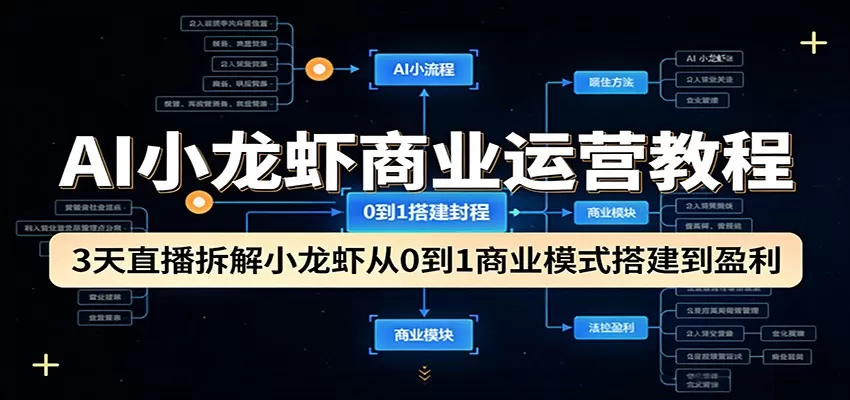 AI小龙虾商业模式实战教程：3天直播从0到1搭建盈利系统-小栈博客