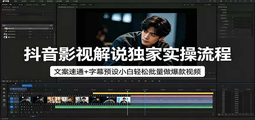 抖音影视解说独家实操流程，文案速通+字幕预设小白轻松批量做爆款视频-小栈博客