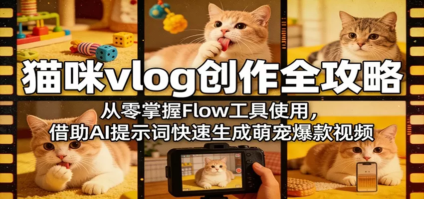 猫咪vlog创作全攻略：从零掌握Flow工具使用，借助AI提示词快速生成萌宠爆款视频-小栈博客