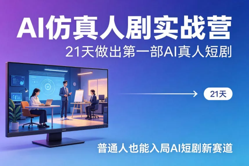 AI仿真人剧实战营，21天做出第一部AI真人短剧，普通人也能入局AI短剧新赛道-小栈博客