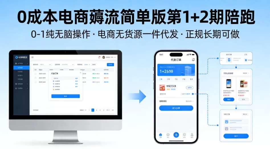 0成本电商薅流简单版陪跑：无货源一件代发，正规长期项目，新手10天见效-小栈博客