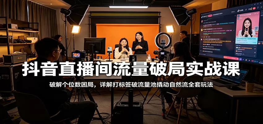 抖音直播间流量破局实战课：破解个位数困局，详解打标签破流量池撬动自然流全套玩法-小栈博客