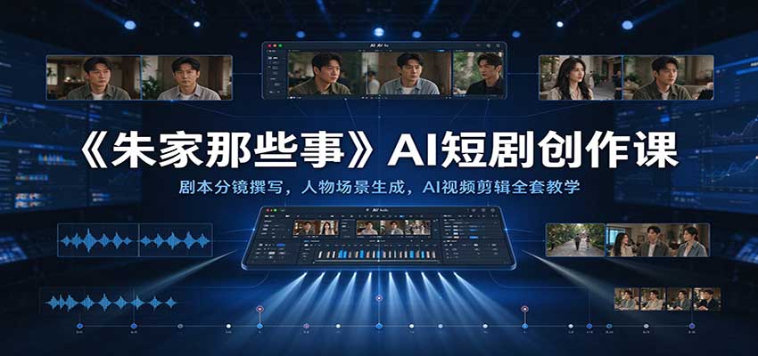 《朱家那些事》AI短剧创作课：剧本分镜撰写，人物场景生成，AI视频剪辑全套教学-小栈博客