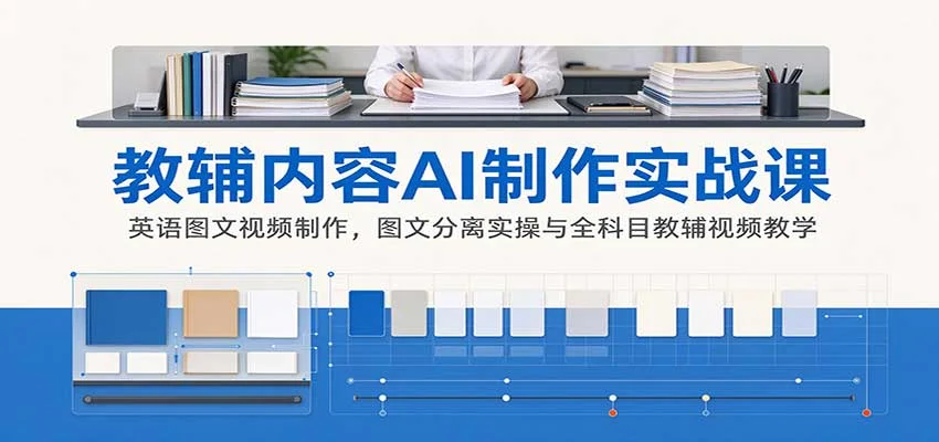AI制作教辅内容实战课：英语图文视频制作，图文分离实操与全科目教辅视频教学-小栈博客